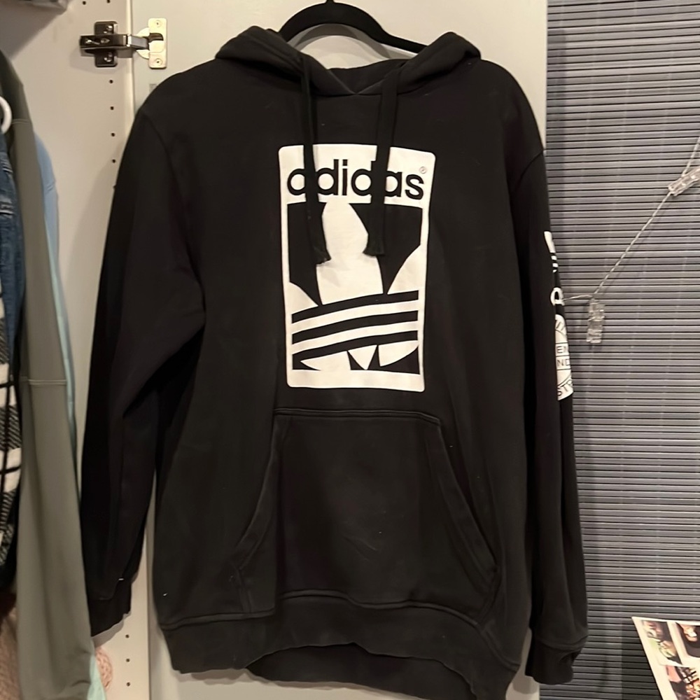 Active sweater, black, white, Adidas